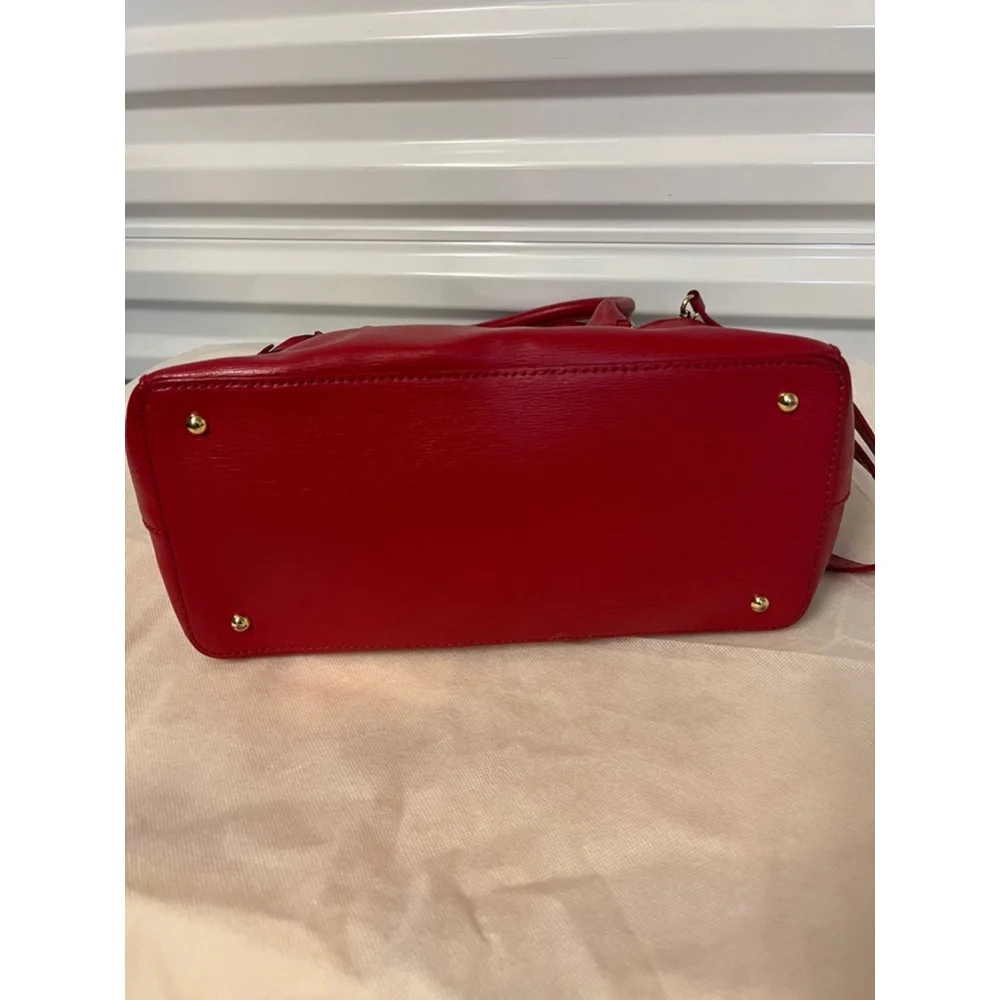 Lauren Ralph Lauren Newbury Red Leather Double Zip Satchel